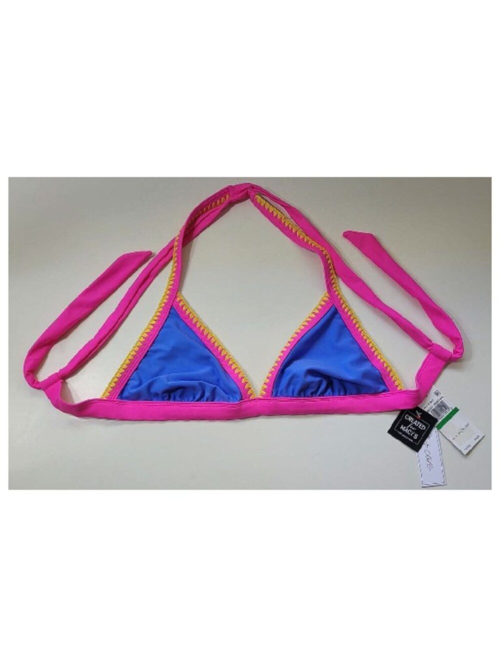 NWT Salt + Cove Bikini Bathing Suit Top - Pink Blue Yellow w Embroidery - Sz L